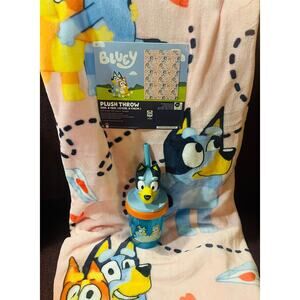 Bluey super adorable 50 by 70 Valentine’s Day throw and matching drinking cup